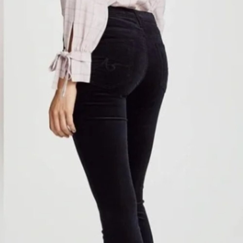 AG Adriano Goldschmied The Legging Super Skinny Velvet Jeans – Very Black – 25R